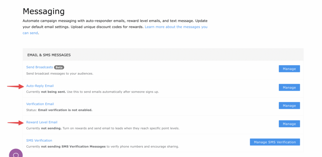 kickofflabs mail types