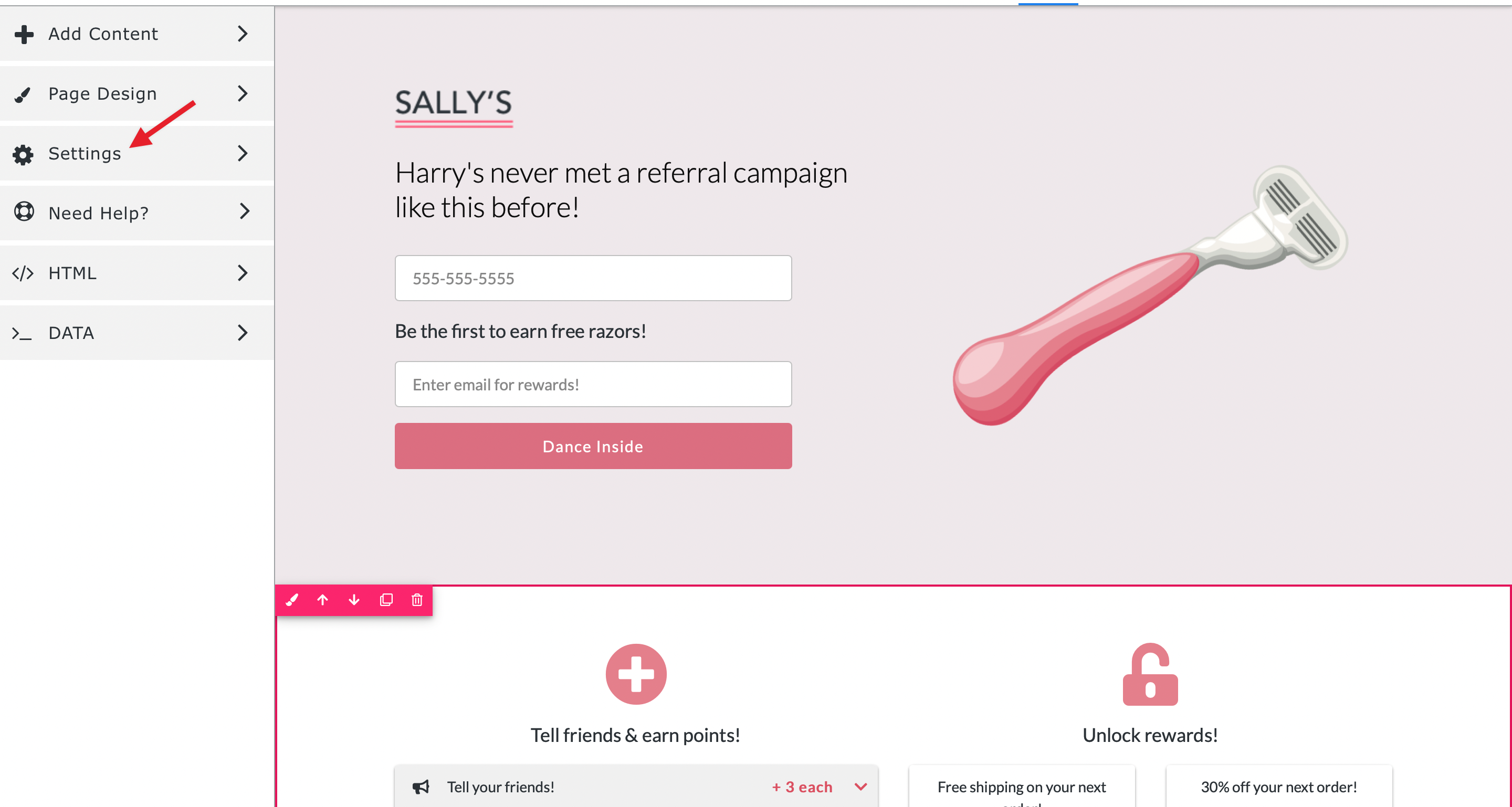 page setting