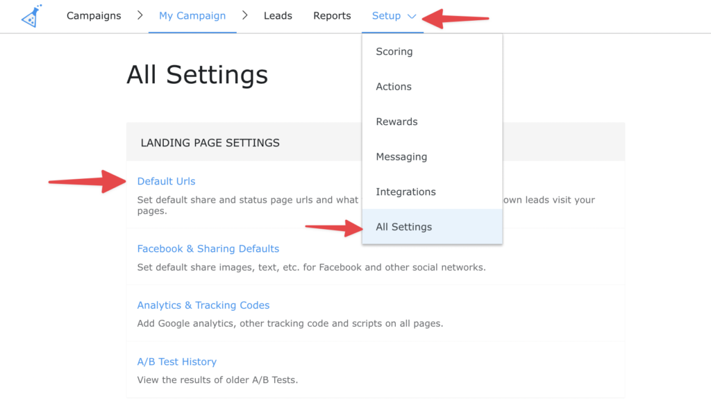 default url settings