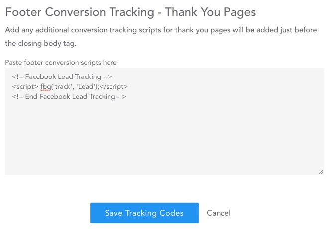 facebook lead tracking event