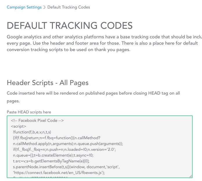 header scripts facebook