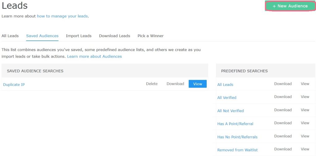 Leads - new audience