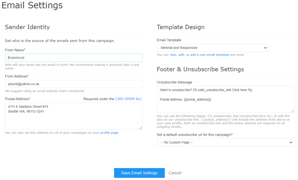 Email Settings