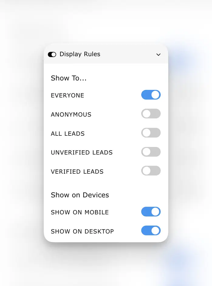display rules settings