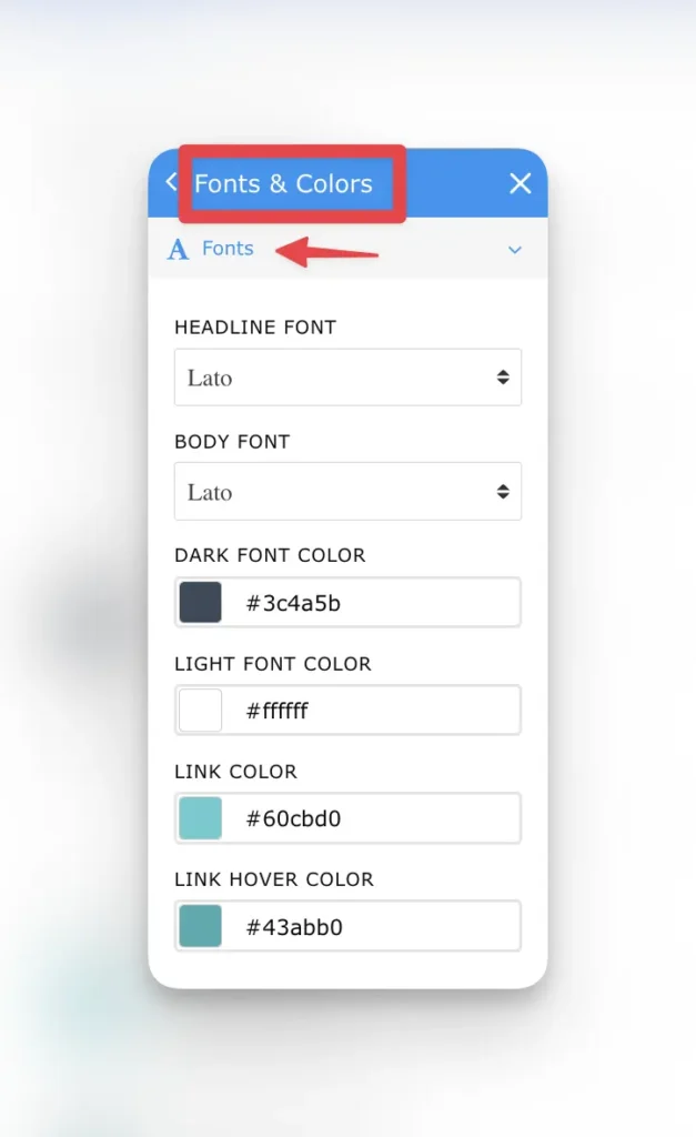 fonts menu