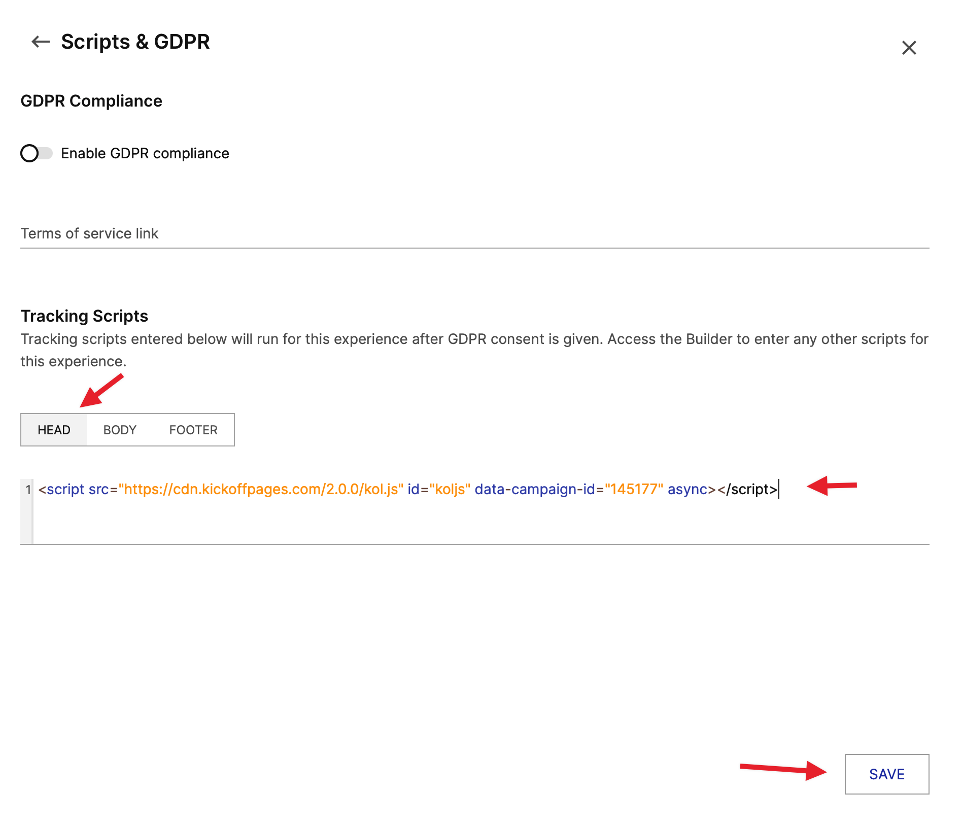 instapage scripts