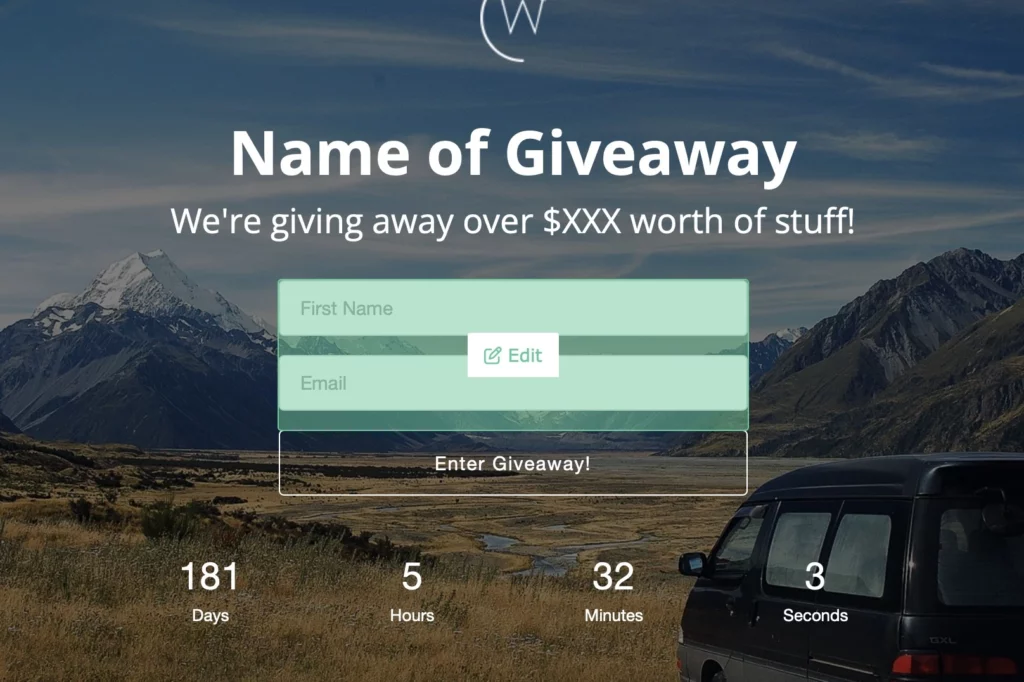 edit landing page form