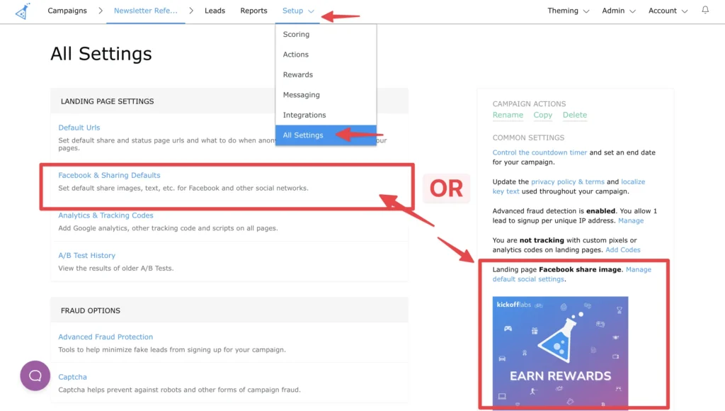 social share settings