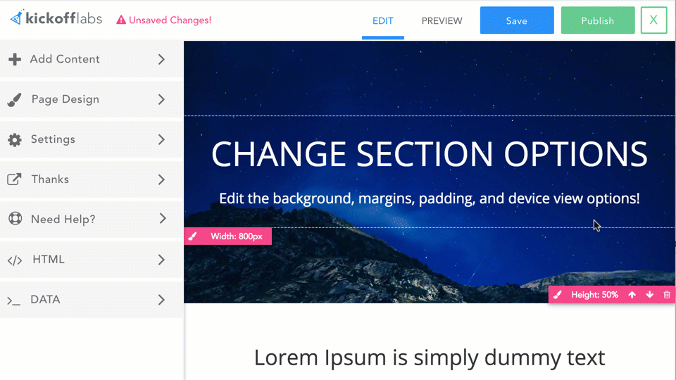 change section background