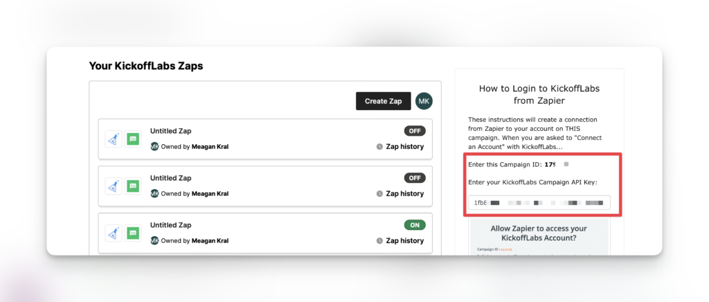 Zapier api key