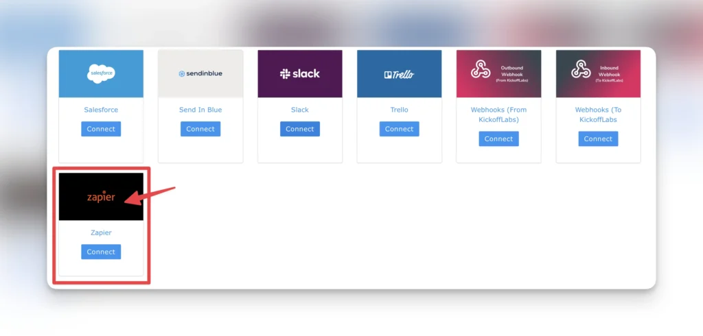 select Zapier integration