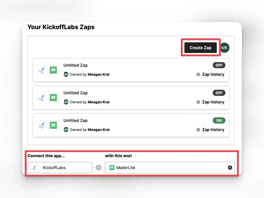 select an app to connect to
