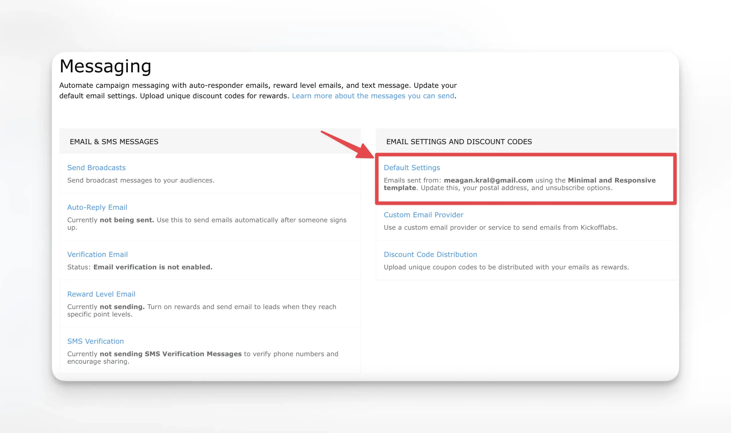 Edit message defaults
