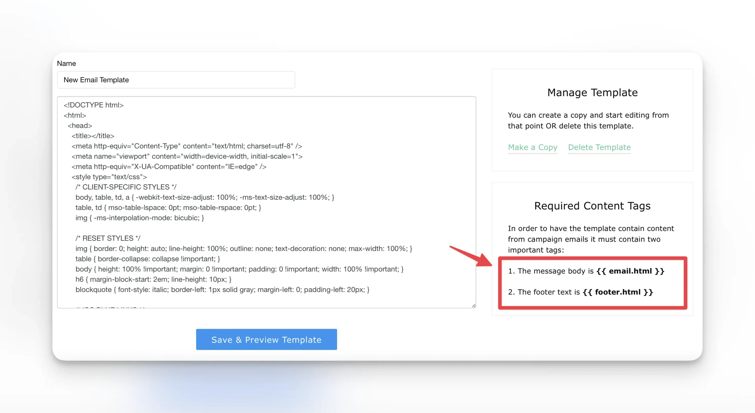 email template editor