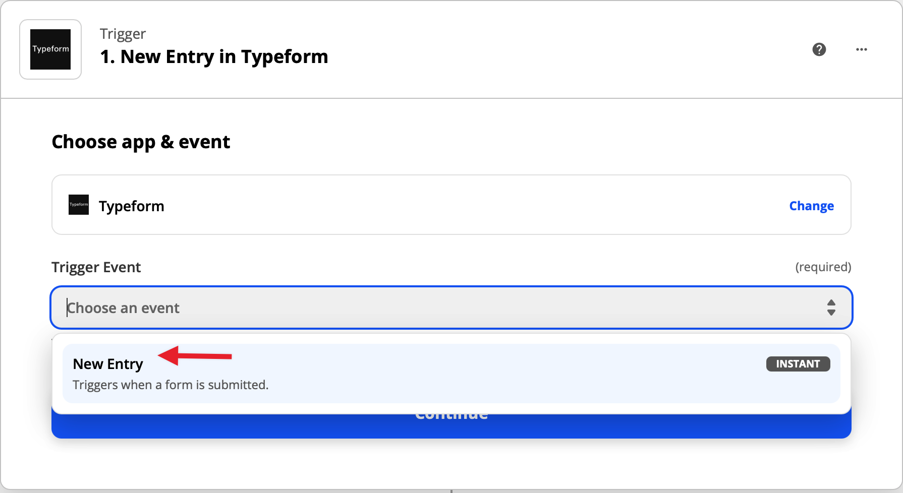 new entry typeform