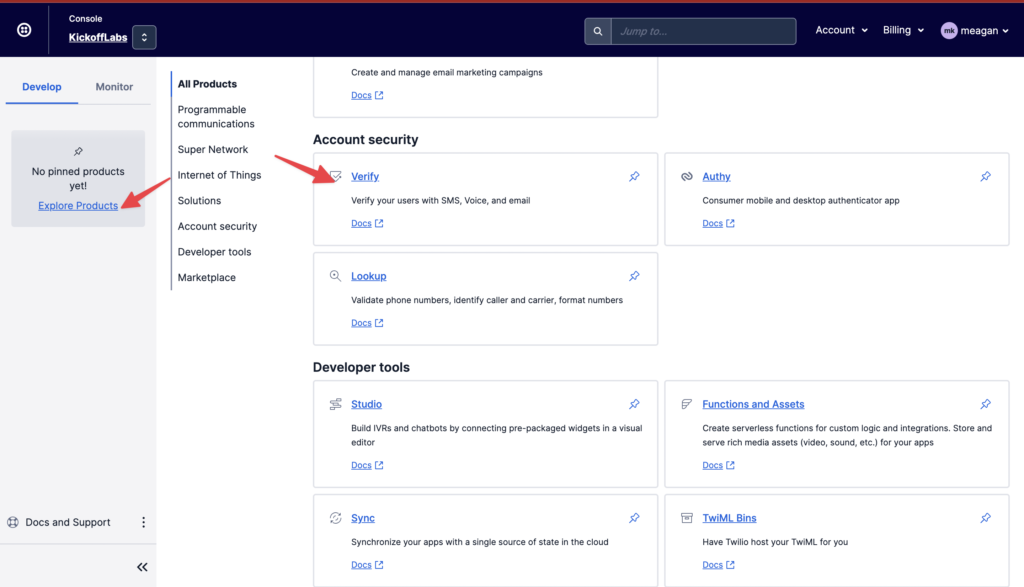 select twilio verify
