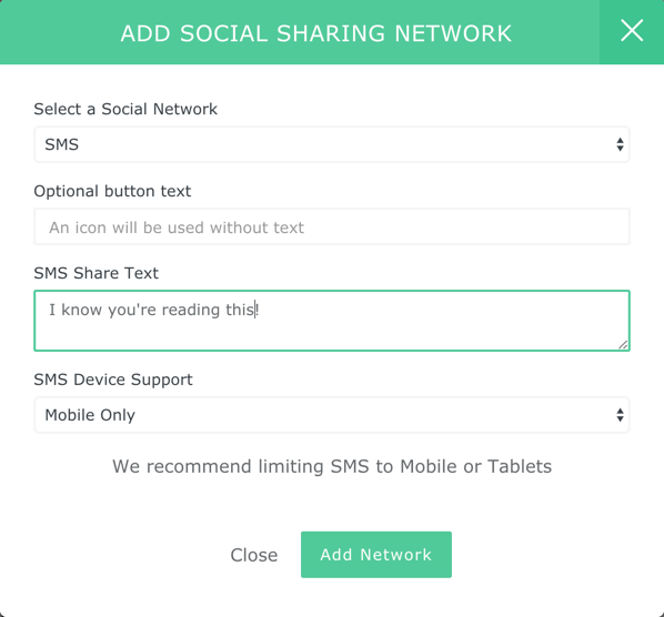 edit sms sharing