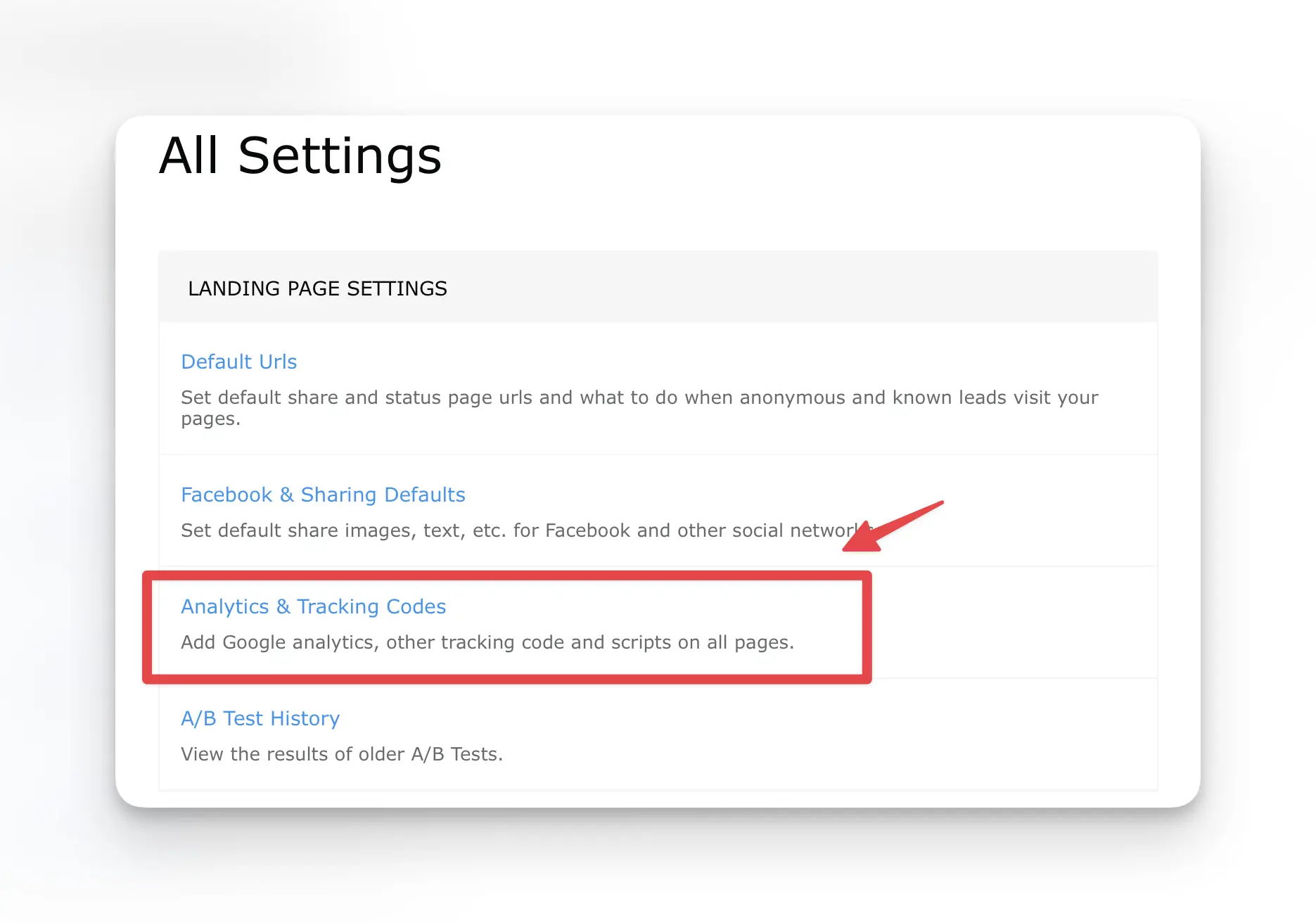 Analytics settings