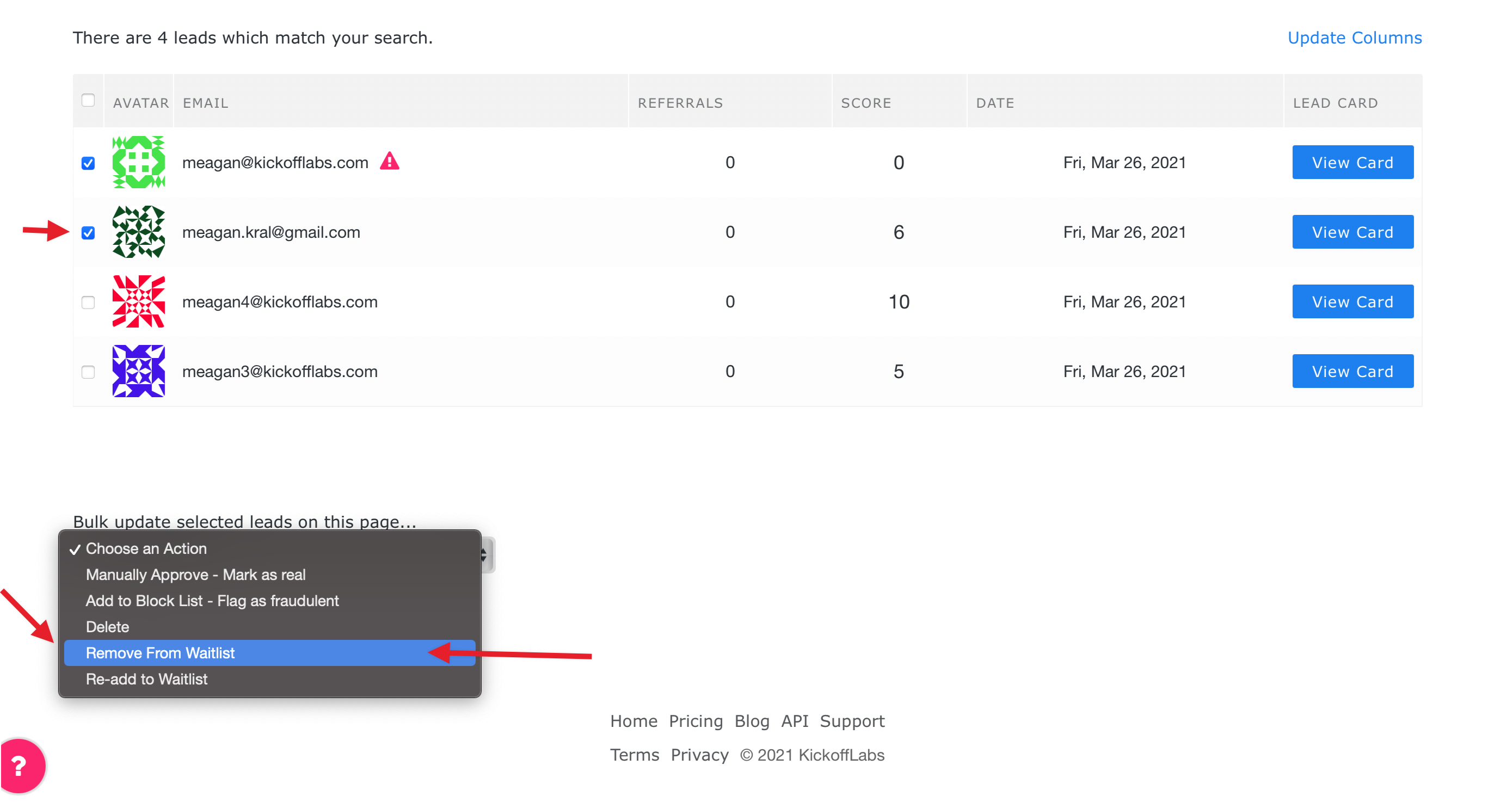 remove from waitlist