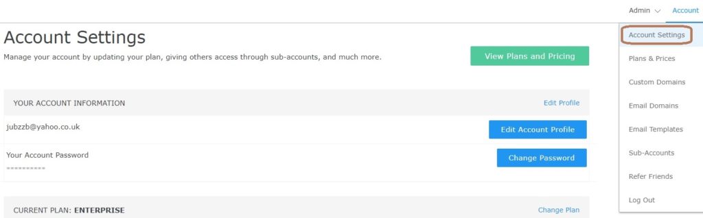 Account settings