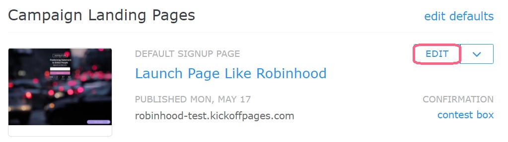 Landing page - edit