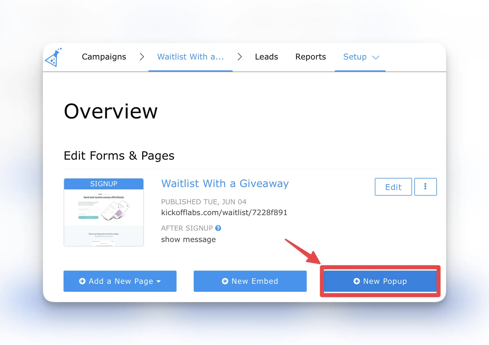 add a new popup