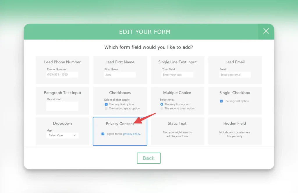 add privacy checkbox