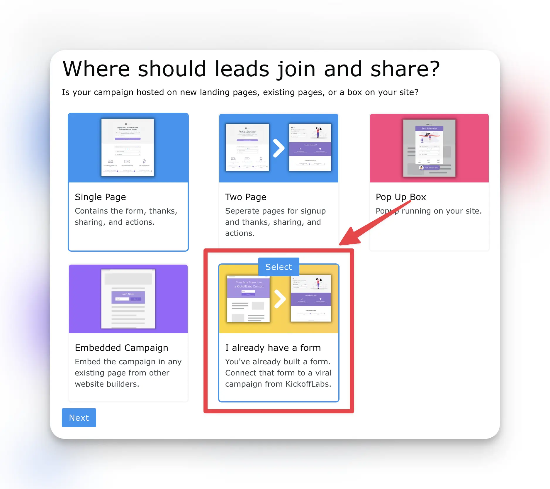 Anyform campaign onboarding.