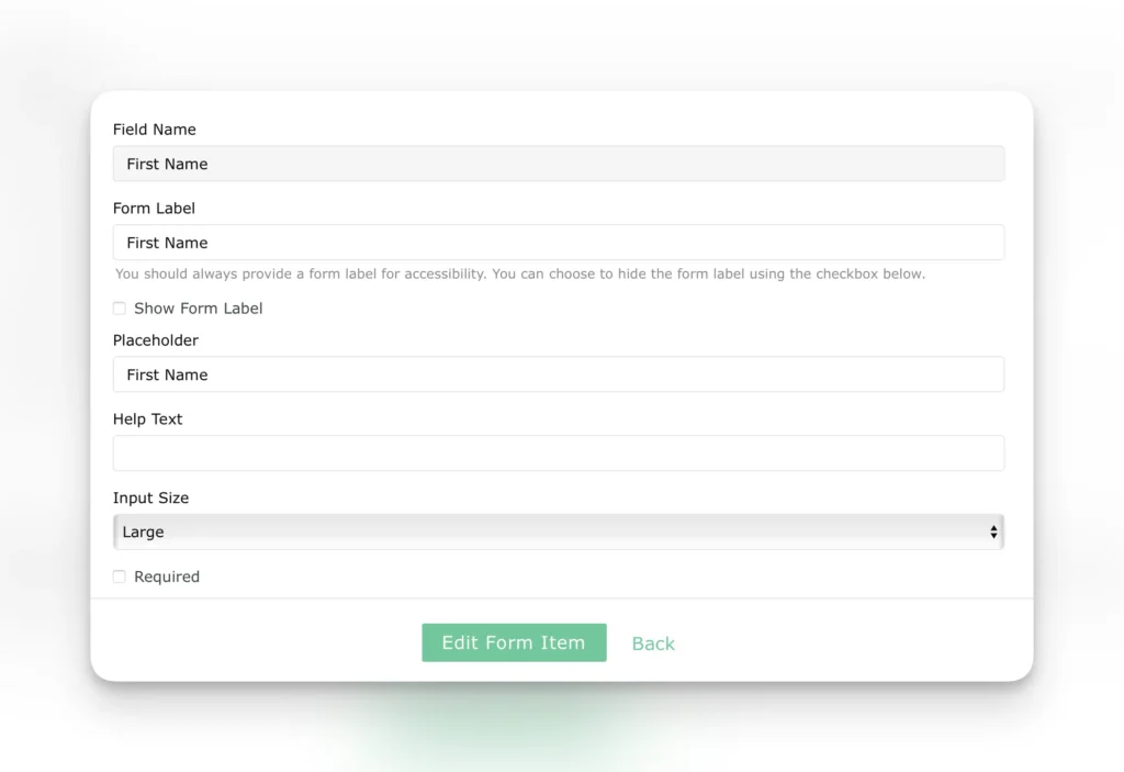 edit the form fields