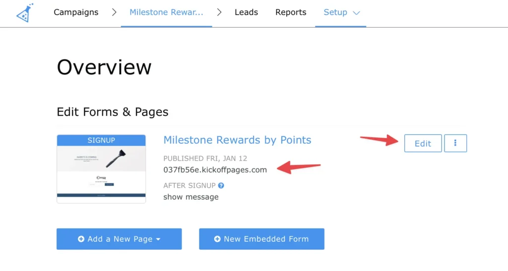 edit landing page