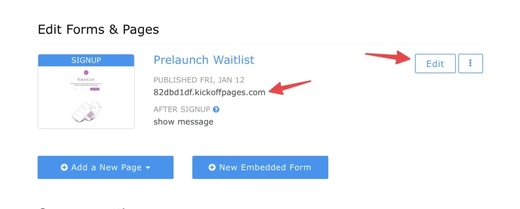edit waitlist page