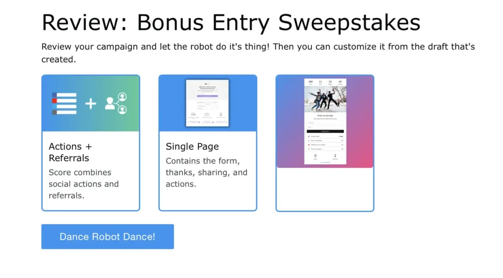 review giveaway options