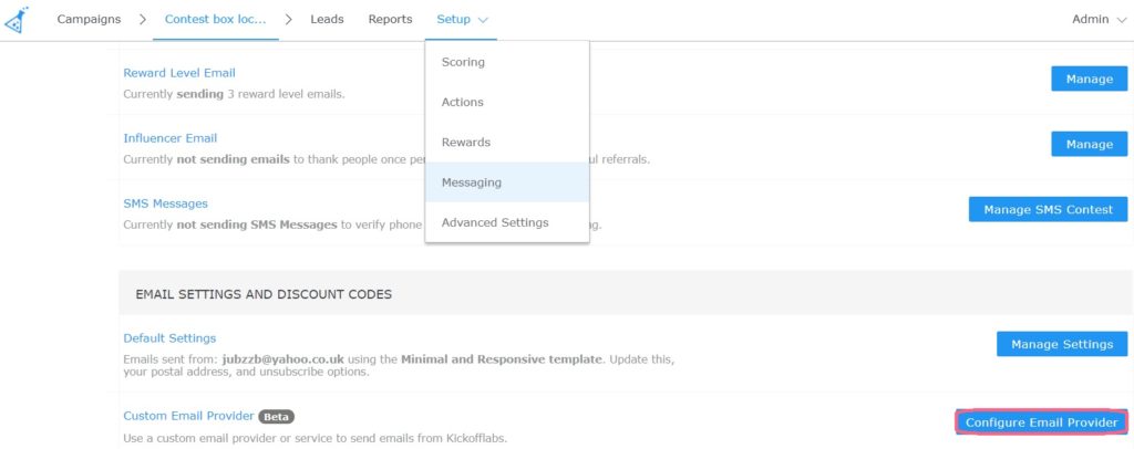 Custom email provider