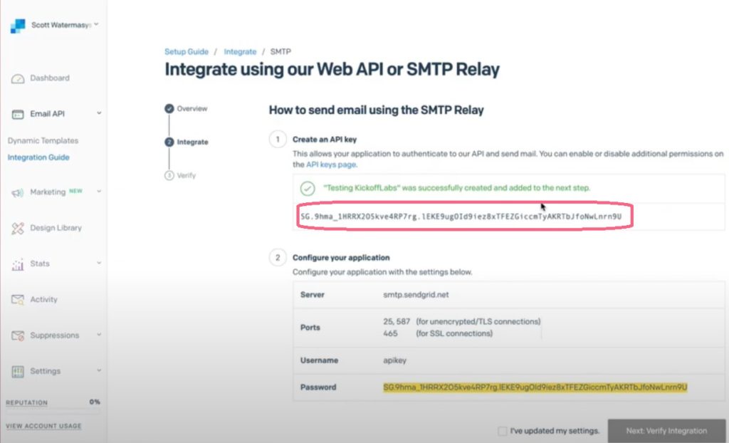 Sendgrid - SMTP configuration2