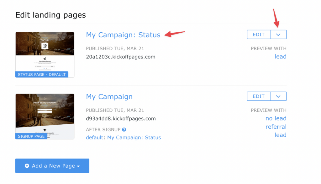 page level settings