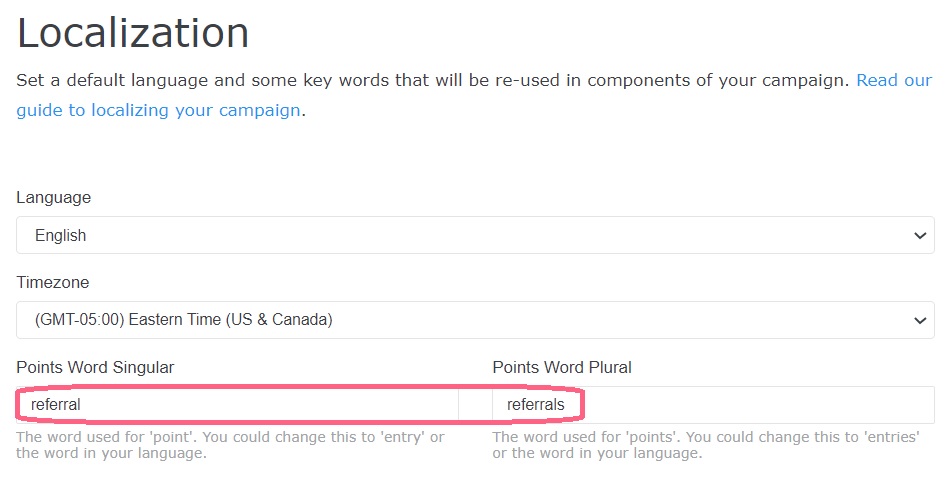 Localization - points to referrals