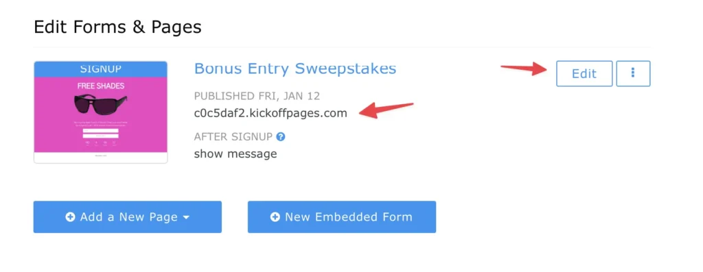 edit giveaway page