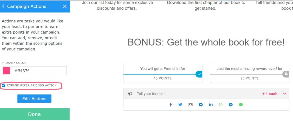 expand refer friends action