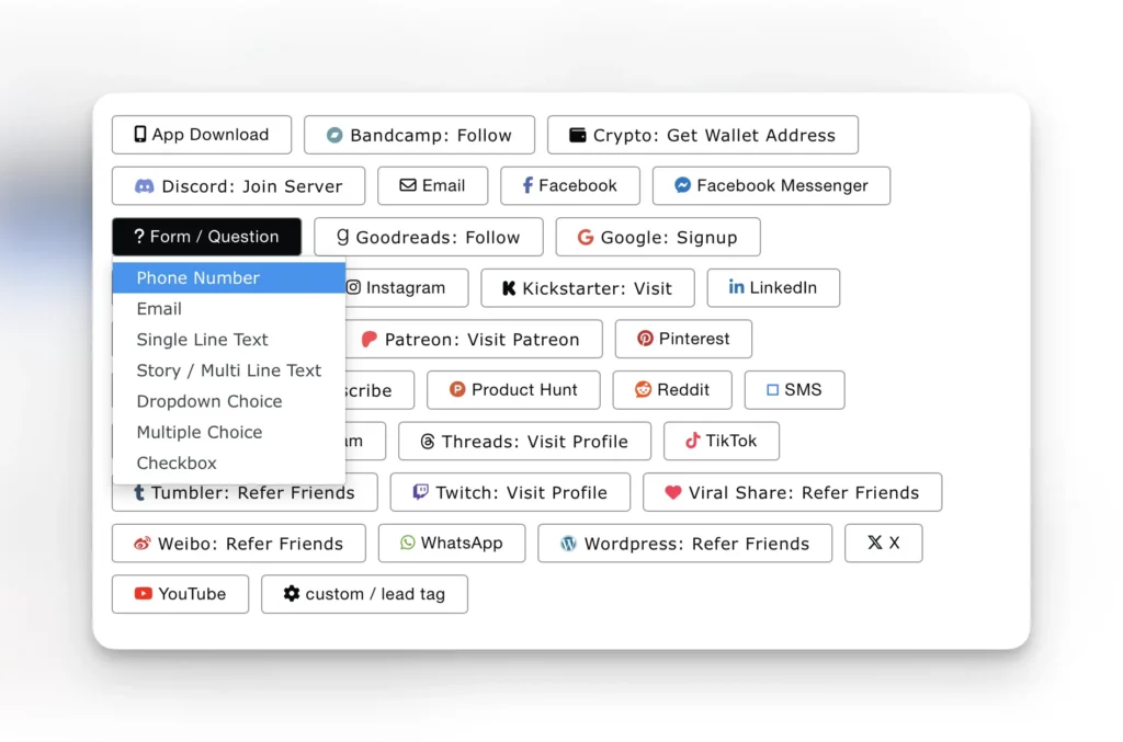 form entry dropdown