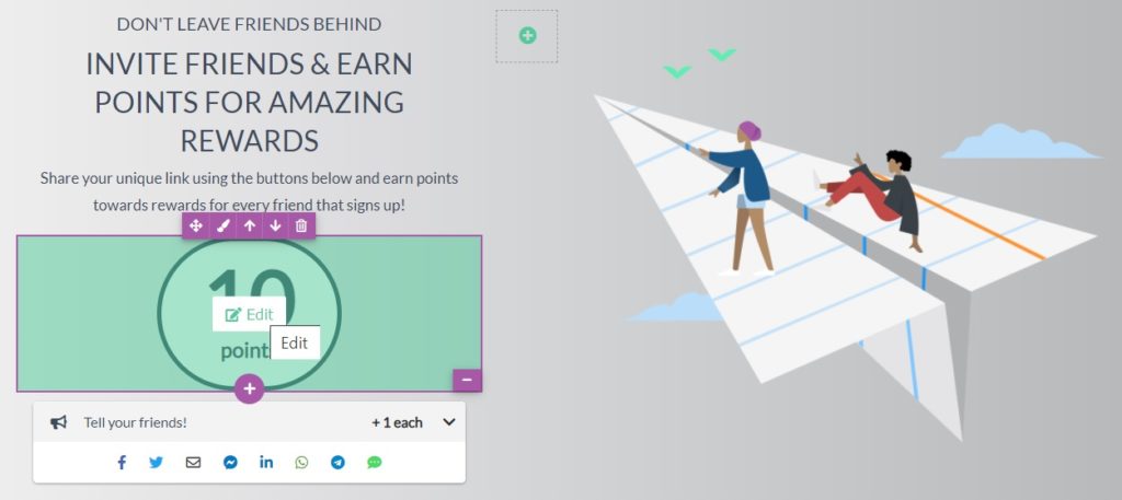status page - referral points - edit