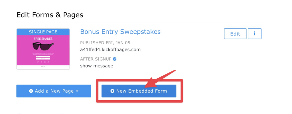 add an embed to an existing campaign