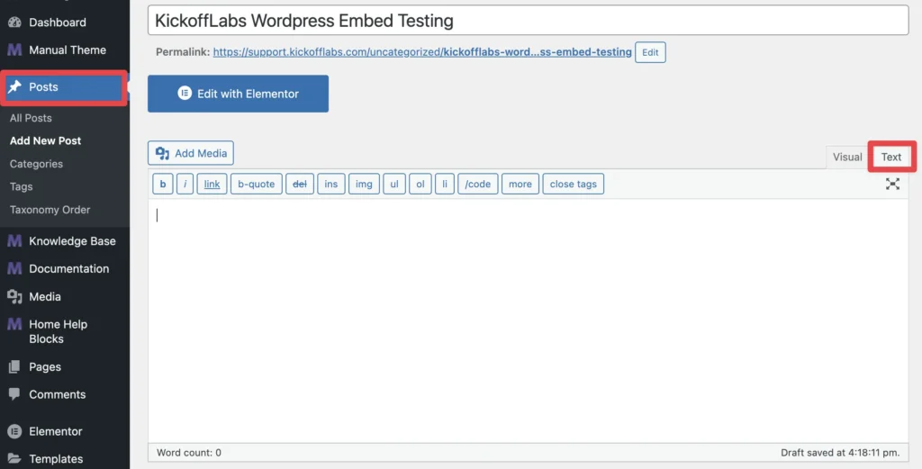 new post wordpress