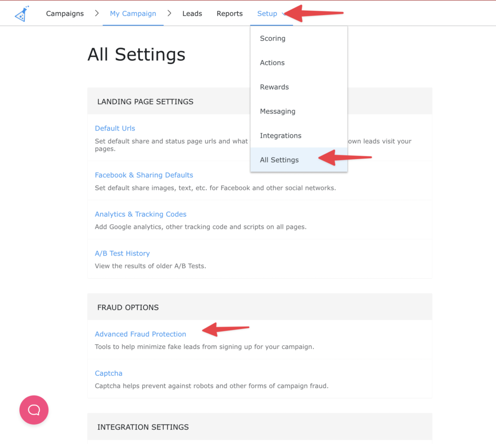 advanced fraud settings