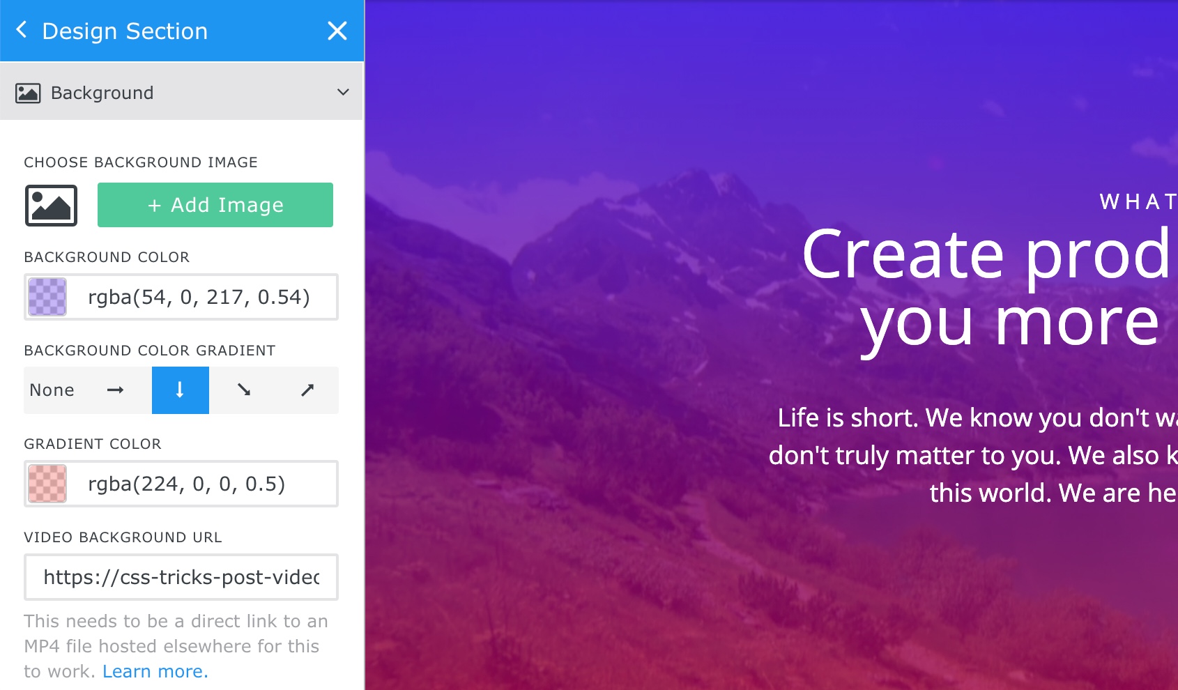 video background gradient