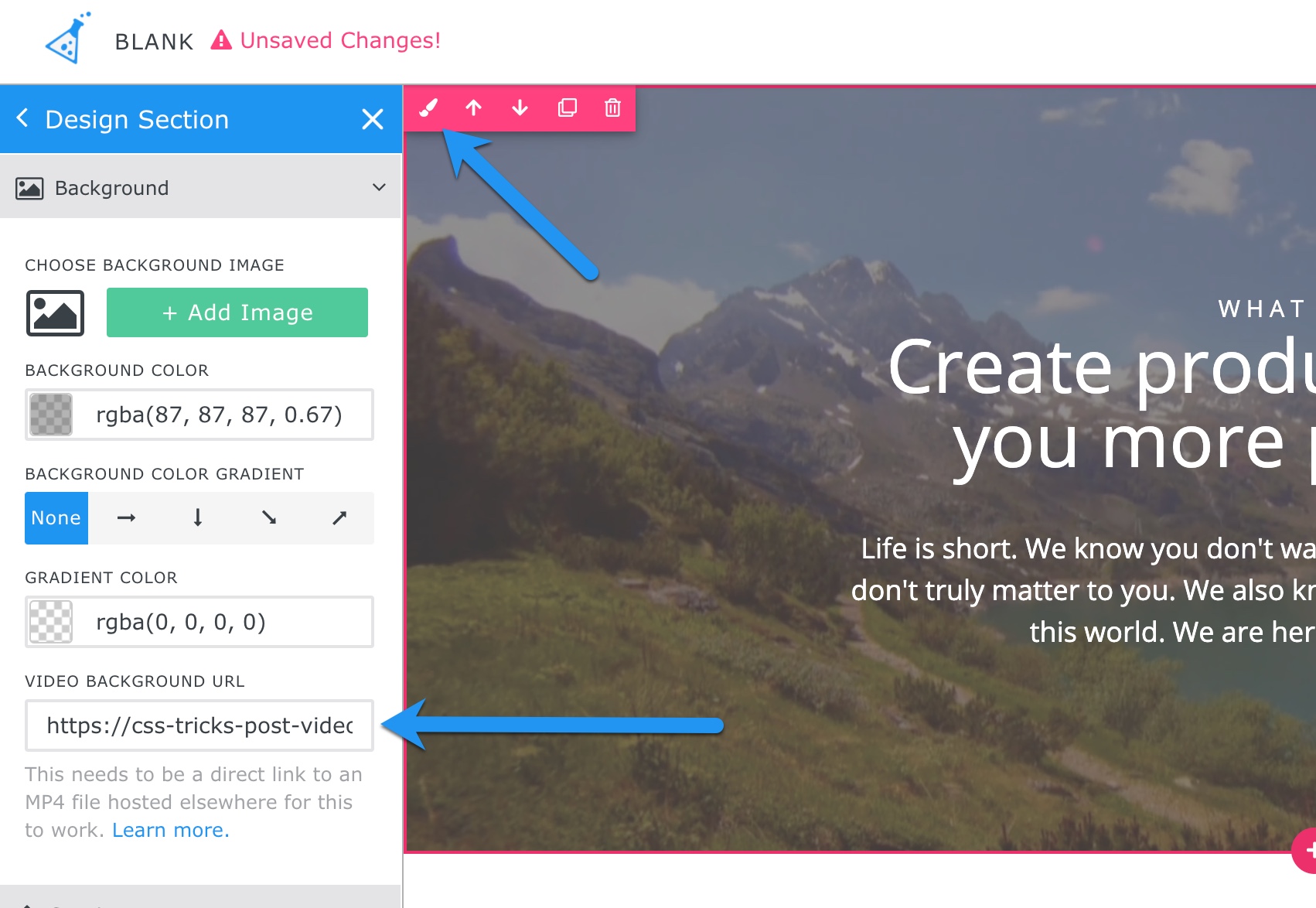 Video background steps