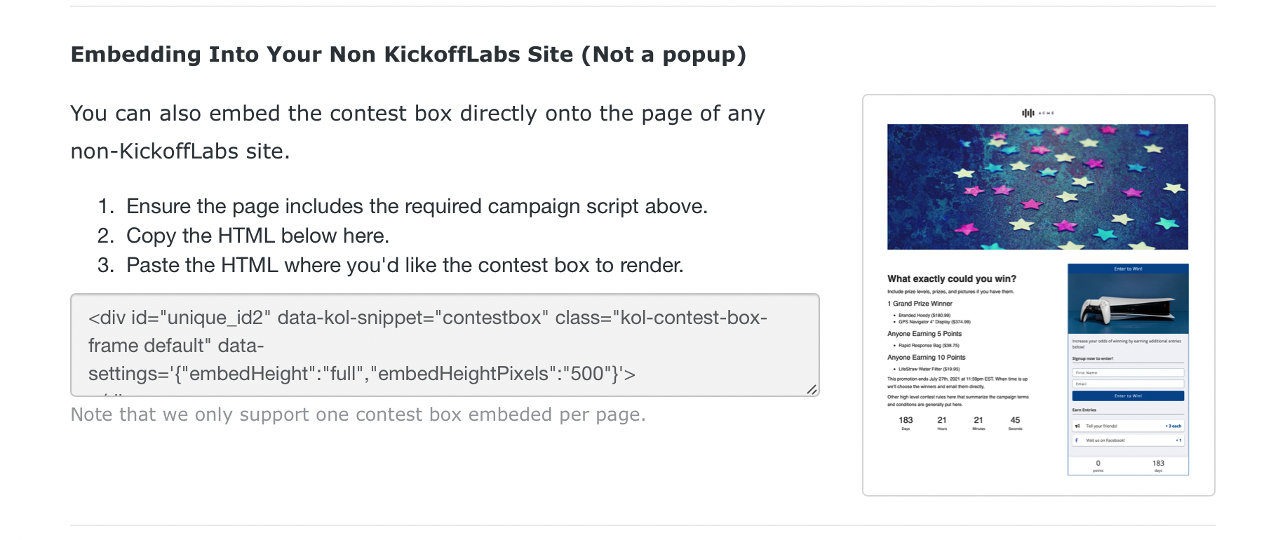 embed kickofflabs