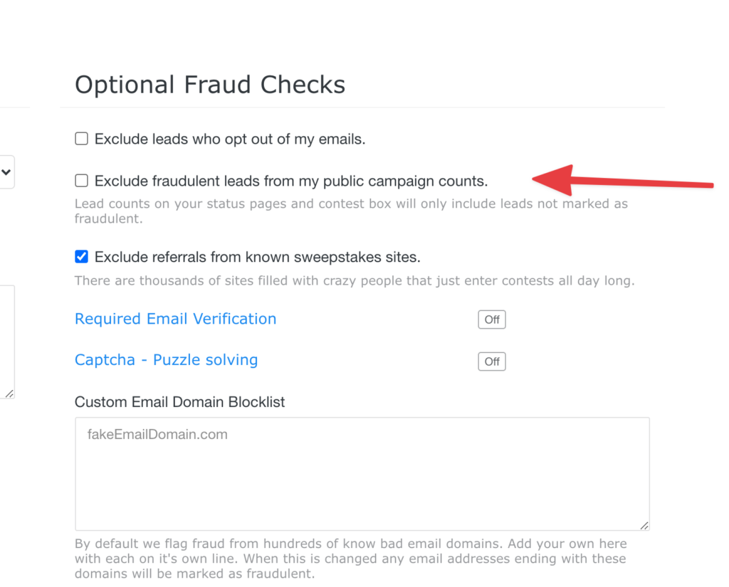 Optional Fraud Checks
