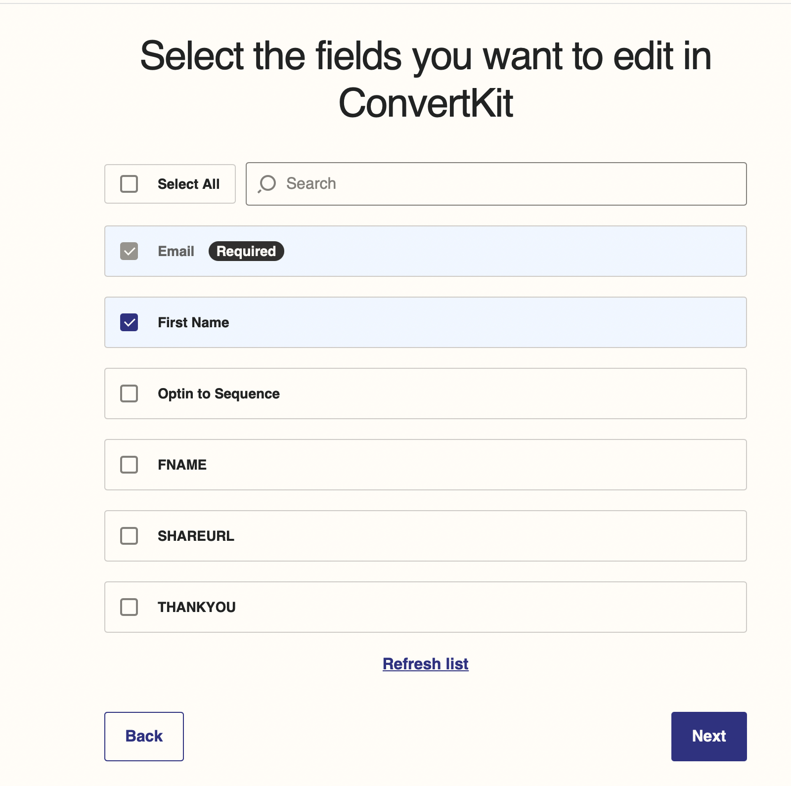 map convertkit fields
