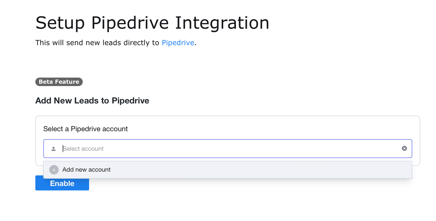 connect pipedrive account to KickoffLabse