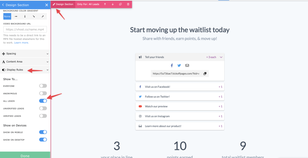 toggle all leads view